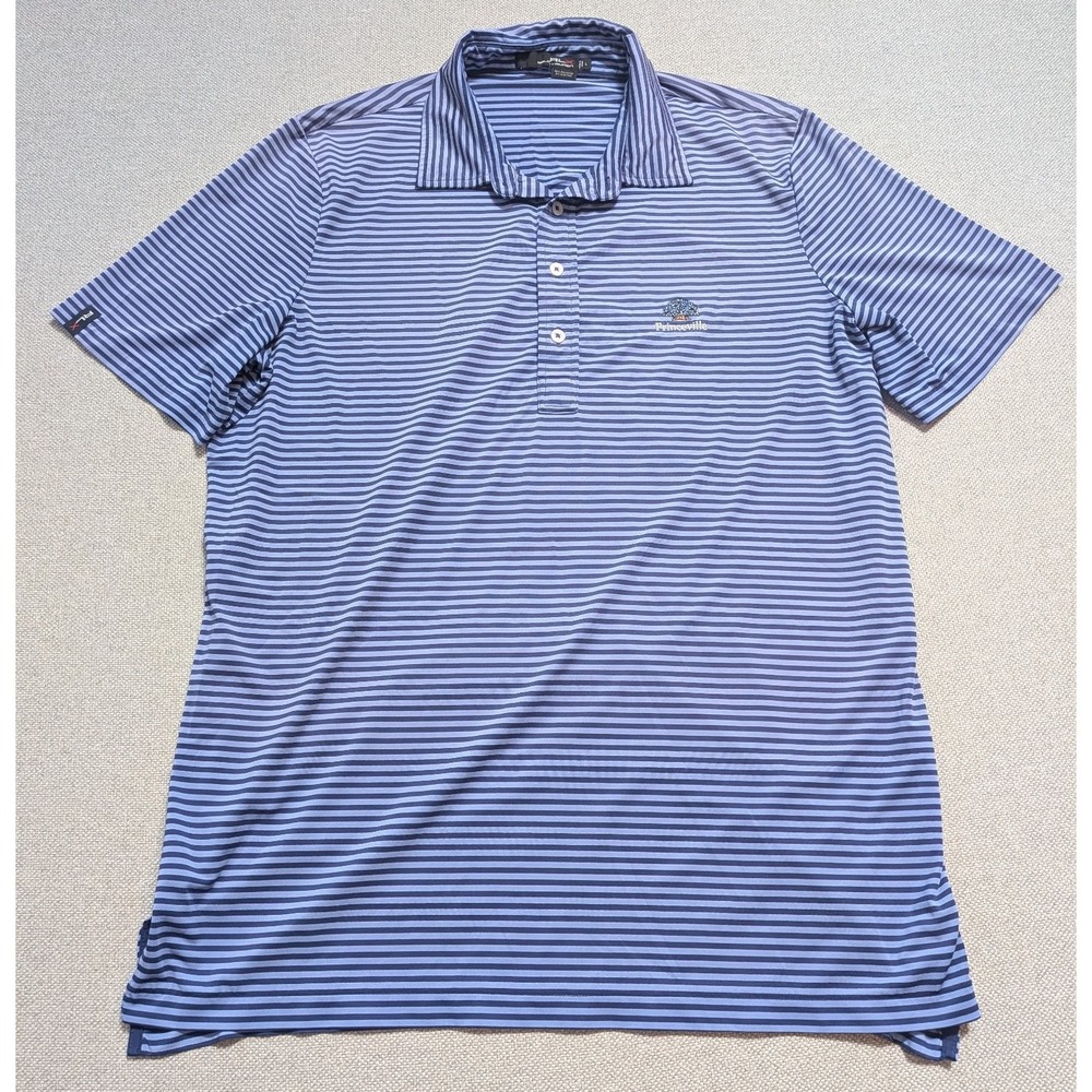 RLX Ralph Lauren Men's Large Polo Shirt Princeville CC Blue Striped Golf